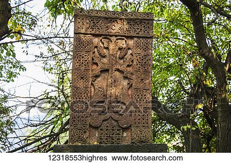 Khachkar, an Armenian cross-stone at Sanahin Monastery; Lori Province, Armenia View Large Photo Image Stock Photograph - Khachkar, an Armenian cross-stone at Sanahin Monastery; Lori Province, Armenia. Fotosearch