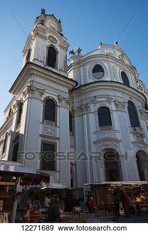 Kollegienkirche And Market Stalls Selling Food And Drink