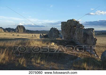 Stock Image - La Fenetre D'isalo Rock Formation, Isalo National Park, Fianarantsoa Province, Madagascar. Fotosearch