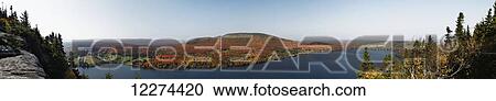 Stock Image - Lake Lyster from the summit of Mount Pinnacle; Coaticook, Quebec, Canada. Fotosearch