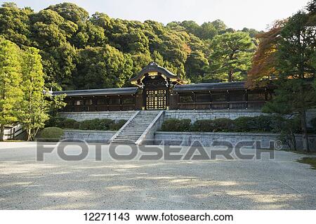 Large Japanese temple wood and stone wall with gate and stone steps; Kyoto, Japan View Large Photo Image Stock Image - Large Japanese temple wood and stone wall with gate and stone steps; Kyoto, Japan. Fotosearch