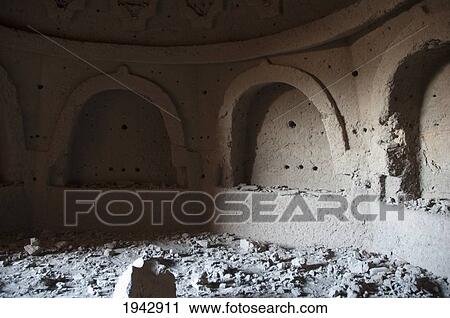 Stock Image - Lateral Chamber By The Niche Of The Large Buddha (Destroyed By The Taliban In 2001) In Bamiyan, Bamian Province, Afghanistan. Fotosearch