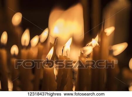 Stock Photograph - Lit candles at Khor Virap Monastery; Ararat Province, Armenia. Fotosearch