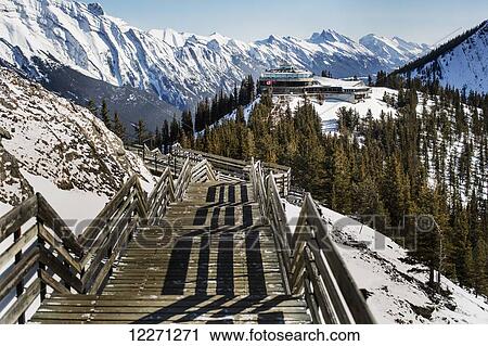 Stock Image - Lookout over Sulphur Mountain in Banff National Park; Banff, Alberta, Canada. Fotosearch