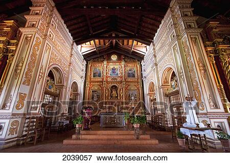 Stock Photo - Main Altar With Gilded And Polychrome Wood Images Carved In The Mestizo-Baroque Style, Jesuit Mission Of Concepcion, Santa Cruz Department, Bolivia. Fotosearch