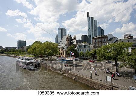Stock Photography - Main River And Skyline In Frankfurt Am Main, Germany. Fotosearch