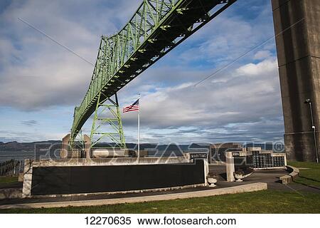 Stock Photography - Maritime Memorial Park is found under the Astoria-Megler bridge; Astoria, Oregon, United States of America. Fotosearch