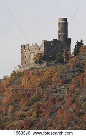 Stock Photograph - Maus Castle, As Seen From The Rhine River, Rhineland-Palatinate, Germany. Fotosearch