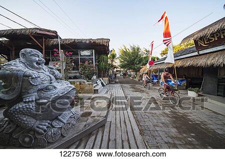 Stock Photo - Mein street of Gili Trawangan, West Nusa Tenggara, Indonesia. Fotosearch