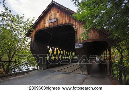Middle Bridge; Woodstock, Vermont, United States of America View Large Photo Image Stock Photograph - Middle Bridge; Woodstock, Vermont, United States of America. Fotosearch