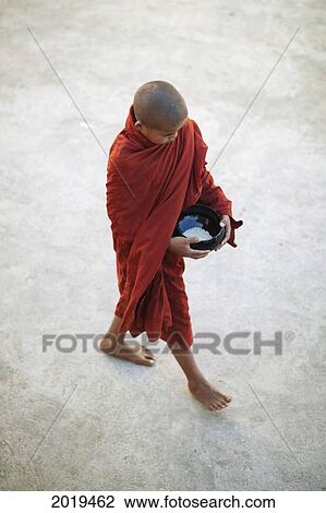 Monk With Rice Bowl, Inle Lake, Myanmar (Burma) View Large Photo Image Stock Image - Monk With Rice Bowl, Inle Lake, Myanmar (Burma). Fotosearch