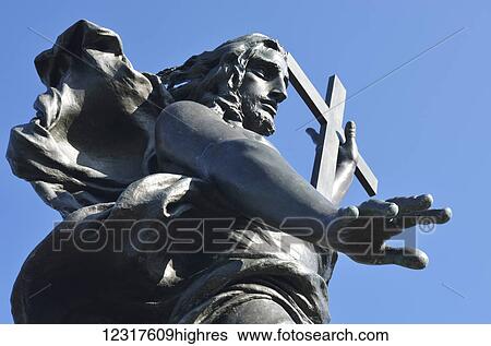 Stock Photograph - Monte Ortobene, Statua del Redentore, Christ the Redemptor; Nuoro, Sardinia, Italy. Fotosearch