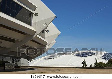 Stock Photo - Montreal Olympic Stadium And Montreal Biodome; Montreal, Quebec, Canada. Fotosearch