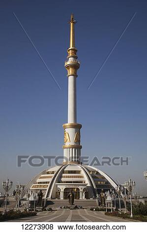 Stock Photo - Monument of Independence, Independence Park; Ashgabad, Turkmenistan. Fotosearch
