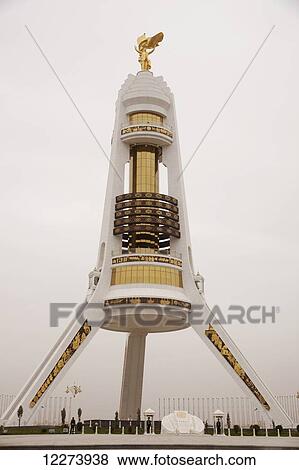 Stock Photo - Monument of Neutrality; Ashgabat, Turkmenistan. Fotosearch