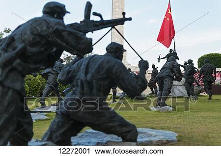Stock Image - Monument to Chinese army in the war against Taiwan; Xiamen, Fujian Province, China. Fotosearch