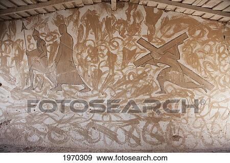 Stock Photo - Murals Painted By Political Prisoners On The Walls Of A Pavilion At Office Chacabuco, Chile, Antofagasta. Fotosearch