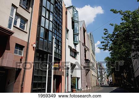 Stock Photo - Narrow Townhouses Built In The Saalgasse, Frankfurt Am Main, Germany. Fotosearch