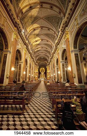 Stock Photo - Nave Of The Basilica Cathedral, Salta, Salta, Argentina. Fotosearch
