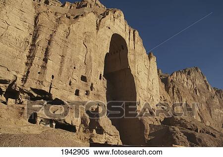 Stock Photography - Niche Of The Large Buddha (55 Meters - Destroyed By The Taliban In 2001) In Bamiyan, Bamian Province, Afghanistan. Fotosearch