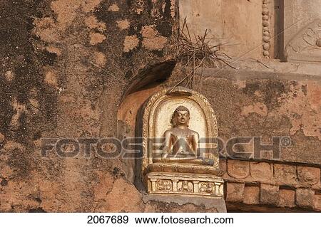 Stock Photo - Niche With Buddha At The Mahabodi Temple, Bodhgaya, Bihar, India. Fotosearch
