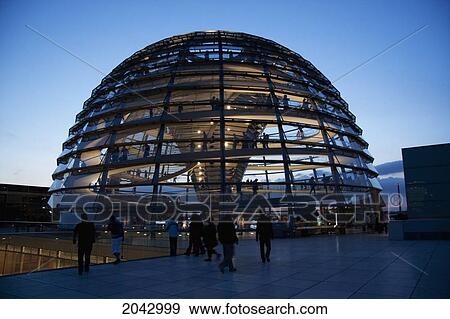 Stock Photo - Norman Foster's Dome Of The Reichstag Building At Night, Berlin, Germany. Fotosearch