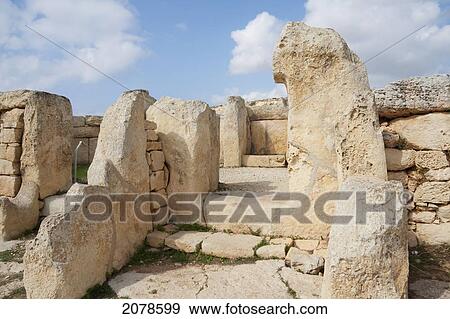 Stock Photo - North Temple In The Mnajdra Megalithic Temple Complex, Malta. Fotosearch