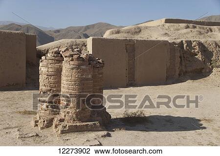 Stock Image - Old fire temple, Old Nisa, near Ashgabat; Turkmenistan. Fotosearch