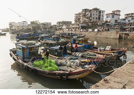 Picture - Old fishing harbour; Xiamen, Fujian Province, China. Fotosearch