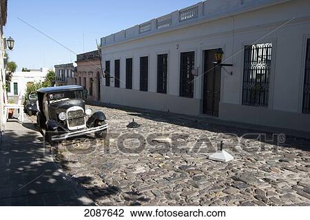 Old Ford Car On Calle De Portugal, Colonia, Uruguay View Large Photo Image Stock Image - Old Ford Car On Calle De Portugal, Colonia, Uruguay. Fotosearch