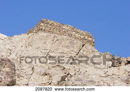 Stock Image - Old Fortification Above Shigar Fort Residence, Baltistan, Northern Areas, Pakistan. Fotosearch