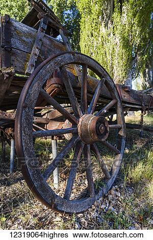 Stock Photograph - Old relics from the past remain in Eastern Oregon; Frenchglen, Oregon, United States of America. Fotosearch