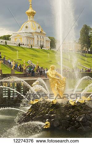 Oranzhereiny Fountain depicting a triton grappling with the jaws of sea monster, Peterhof's Fountains at the Summer Palace, near St. Petersburg; Russia View Large Photo Image Stock Photograph - Oranzhereiny Fountain depicting a triton grappling with the jaws of sea monster, Peterhof's Fountains at the Summer Palace, near St. Petersburg; Russia. Fotosearch