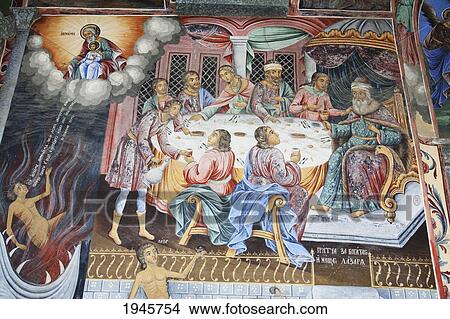 Picture - Paintings By Zahari Zograf On The Outer Walls Of The Rila Monastery, Blagoevgrad, Bulgaria. Fotosearch