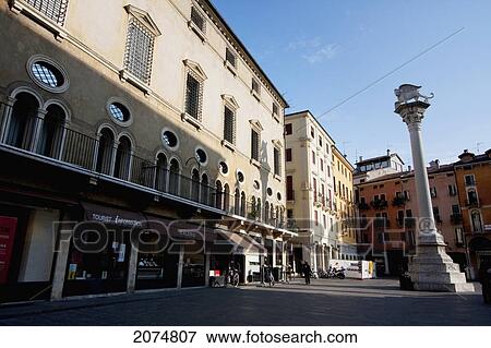 Palazzo Del Monte Di Pieta And Column Of St. Mark In Piazza Dei Signori, Vicenza, Italy View Large Photo Image Stock Photo - Palazzo Del Monte Di Pieta And Column Of St. Mark In Piazza Dei Signori, Vicenza, Italy. Fotosearch