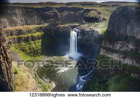 Stock Photograph - Palouse Falls, near La Crosse, Whitman County, Washington, known as the official waterfall of Washington State; Washington, United States of America. Fotosearch