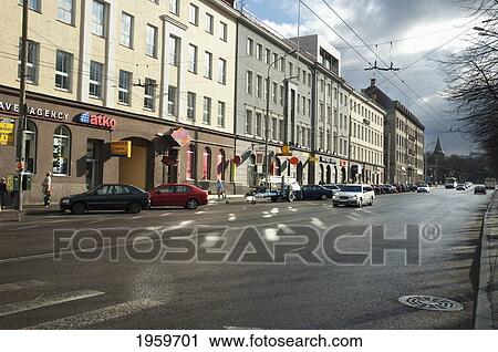 Stock Image - Parnu Boulevard, Tallinn, Estonia. Fotosearch