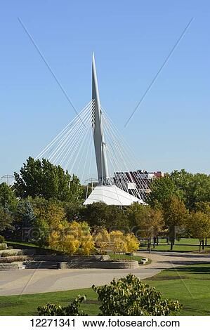 Pedestrian bridge, Esplanade Riel, from The Forks to Old St Boniface; Winnipeg, Manitoba, Canada View Large Photo Image Stock Image - Pedestrian bridge, Esplanade Riel, from The Forks to Old St Boniface; Winnipeg, Manitoba, Canada. Fotosearch
