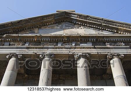 Stock Photograph - Pediment of the Temple of Garni, Azat Valley; Garni, Kotayk Province, Armenia. Fotosearch