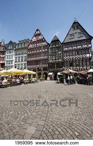 Stock Photography - People At The Reconstructions Of 15Th And 16Th Century Houses On The Romerberg, Frankfurt Am Main, Germany. Fotosearch
