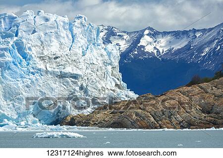 Stock Photograph - Perito Moreno Glacier in Los Glaciares National Park in Argentinian portion of Patagonia; El Calafate, Santa Cruz Province, Argentina. Fotosearch