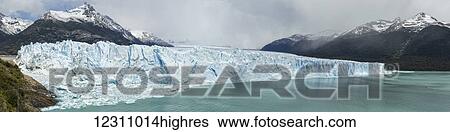 Stock Photograph - Perito Moreno Glacier off the South Patagonian ice field, Los Glaciares National Park; Santa Cruz Province, Argentina. Fotosearch