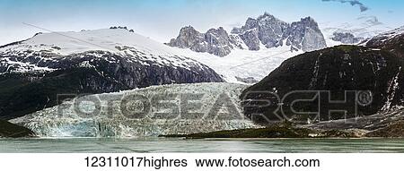 Stock Photograph - Pia Glacier in the Pia Fjord of the Beagle Channel in Tierra del Fuego; Chile. Fotosearch