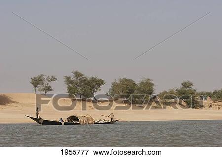 Stock Photo - Pinasse On The Niger River Between Niafunke And Kabara, Mali. Fotosearch
