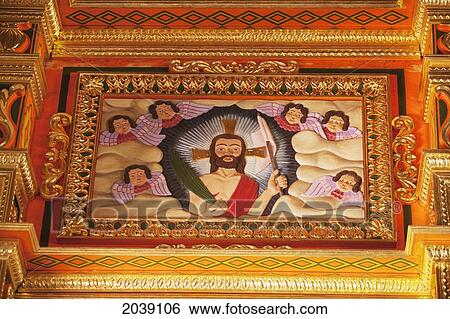 Stock Photograph - Polychrome Wood Image Of The Resurrected Christ In The Mestizo-Baroque Style On The Main Altar Of The Jesuit Mission Of Concepcion, Santa Cruz Department, Bolivia. Fotosearch