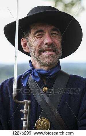 Portrait of an American Civil War union re-enactor; United States of America View Large Photo Image Stock Photo - Portrait of an American Civil War union re-enactor; United States of America. Fotosearch