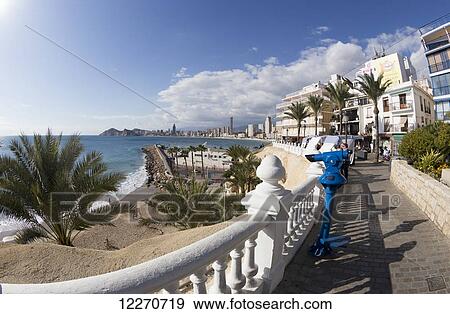 Stock Photo - Promenade along the waterfront; Benidorm, Spain. Fotosearch