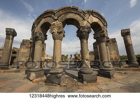 Reconstructed arches and columns of Zvartnots Cathedral; Vagharshapat, Armavir Province, Armenia View Large Photo Image Stock Photograph - Reconstructed arches and columns of Zvartnots Cathedral; Vagharshapat, Armavir Province, Armenia. Fotosearch