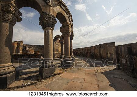 Reconstructed arches and columns of Zvartnots Cathedral; Armavir Province, Armenia View Large Photo Image Stock Photograph - Reconstructed arches and columns of Zvartnots Cathedral; Armavir Province, Armenia. Fotosearch