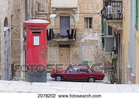 Red Post Box And Red Car, Valletta, Malta View Large Photo Image Stock Image - Red Post Box And Red Car, Valletta, Malta. Fotosearch